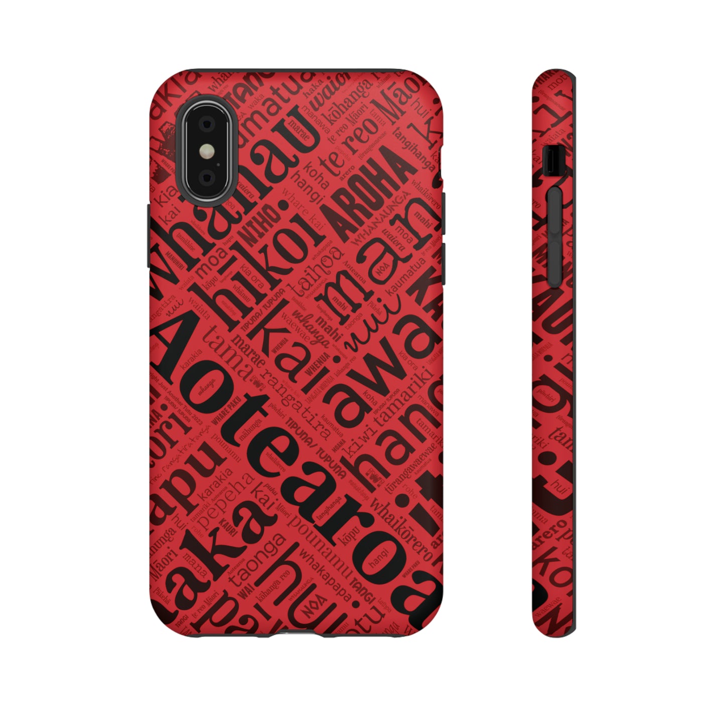 Red Māori Word Art Tough Phone Case for iPhone