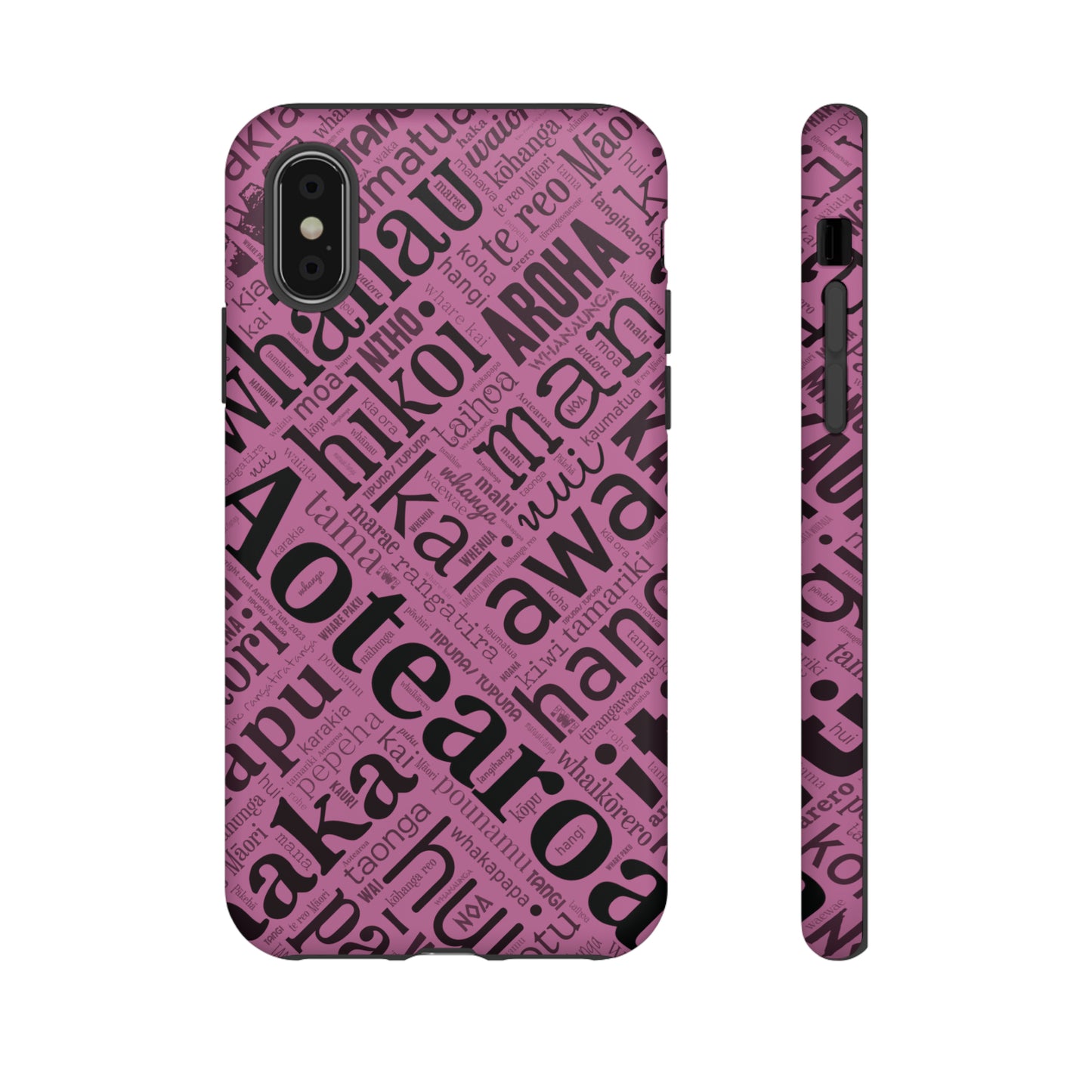 Pink Māori Word Art Tough Phone Case for iPhone