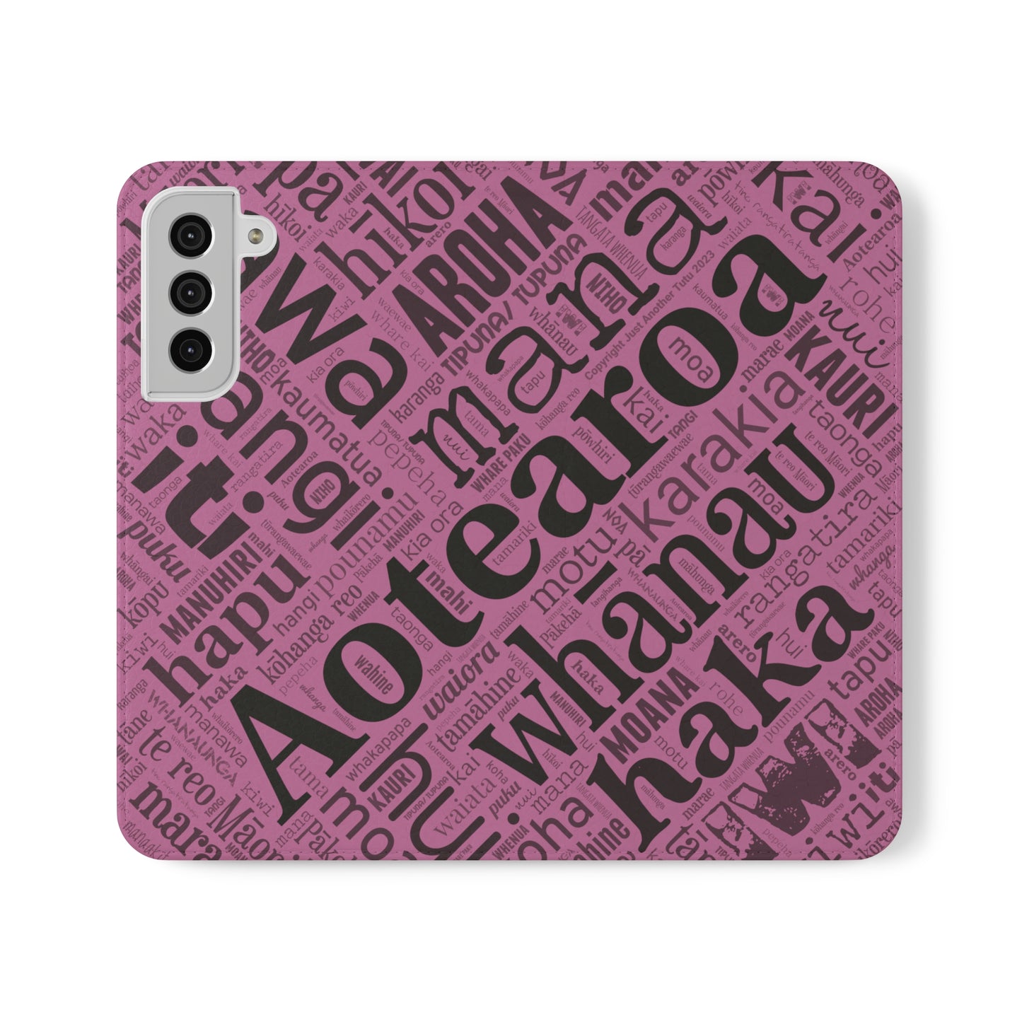 Pink Māori Word Art Flip Cases