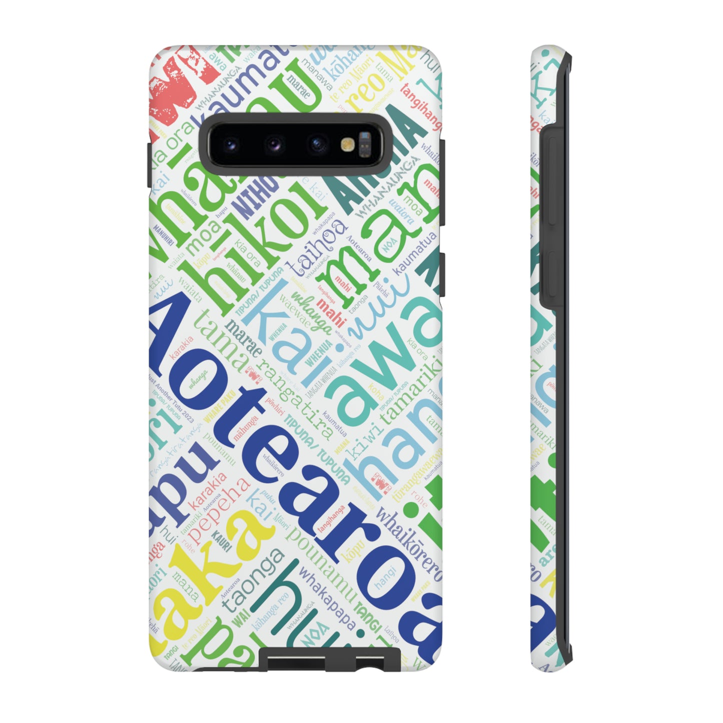 Rainbow White Māori Word Art Tough Phone Case for Samsung