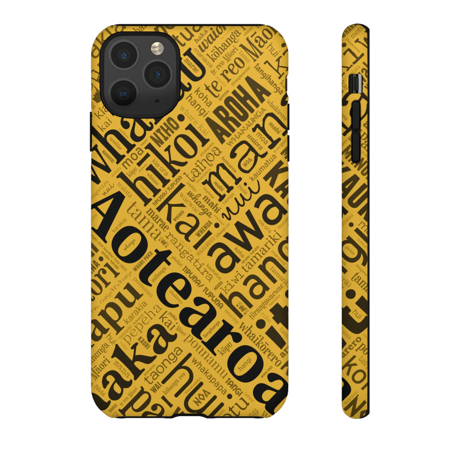 Yellow Māori Word Art Tough Phone Case for iPhone