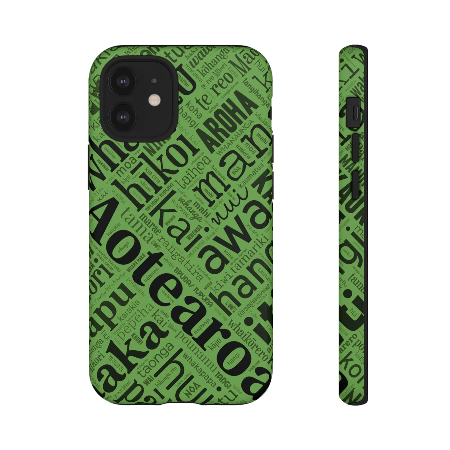 Green Māori Word Art Tough Phone Case for iPhone