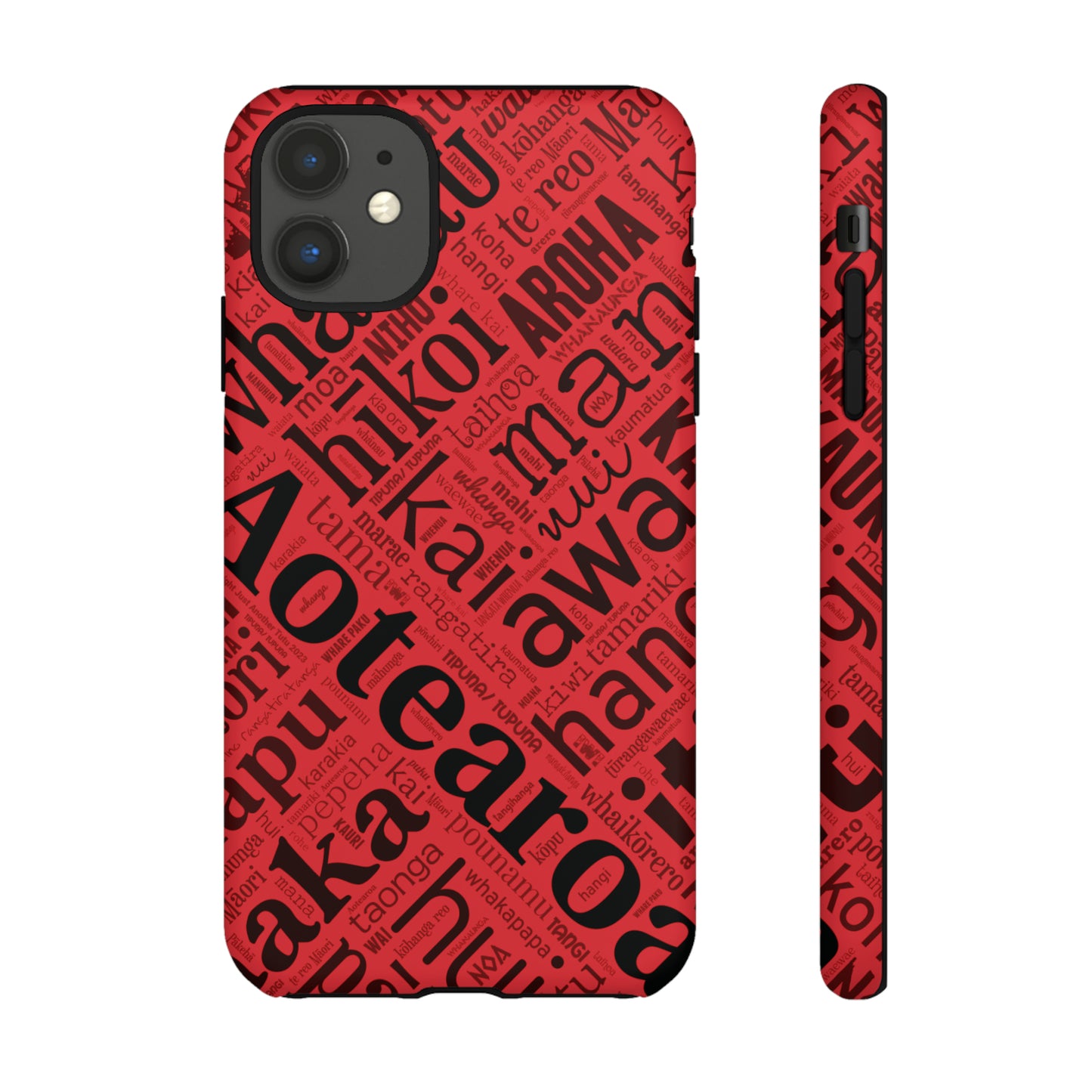 Red Māori Word Art Tough Phone Case for iPhone