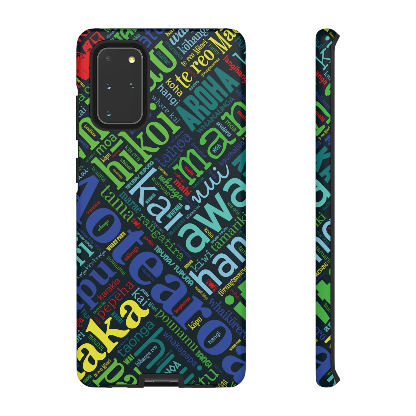 Rainbow Black Māori Word Art Tough Phone Case for Samsung