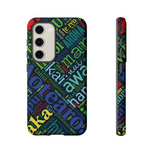 Rainbow Black Māori Word Art Tough Phone Case for Samsung