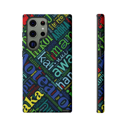 Rainbow Black Māori Word Art Tough Phone Case for Samsung