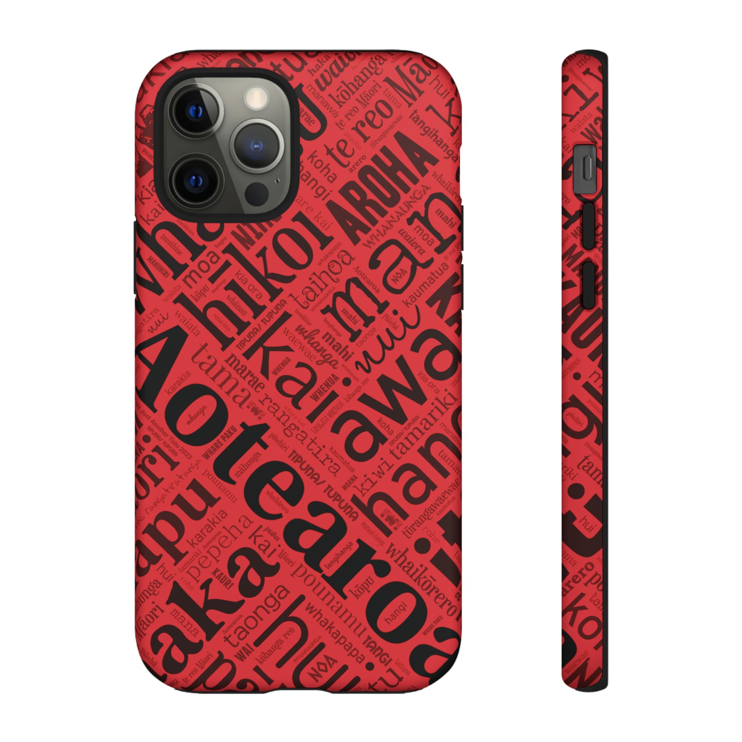 Red Māori Word Art Tough Phone Case for iPhone