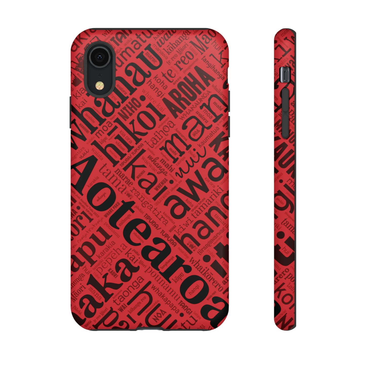 Red Māori Word Art Tough Phone Case for iPhone