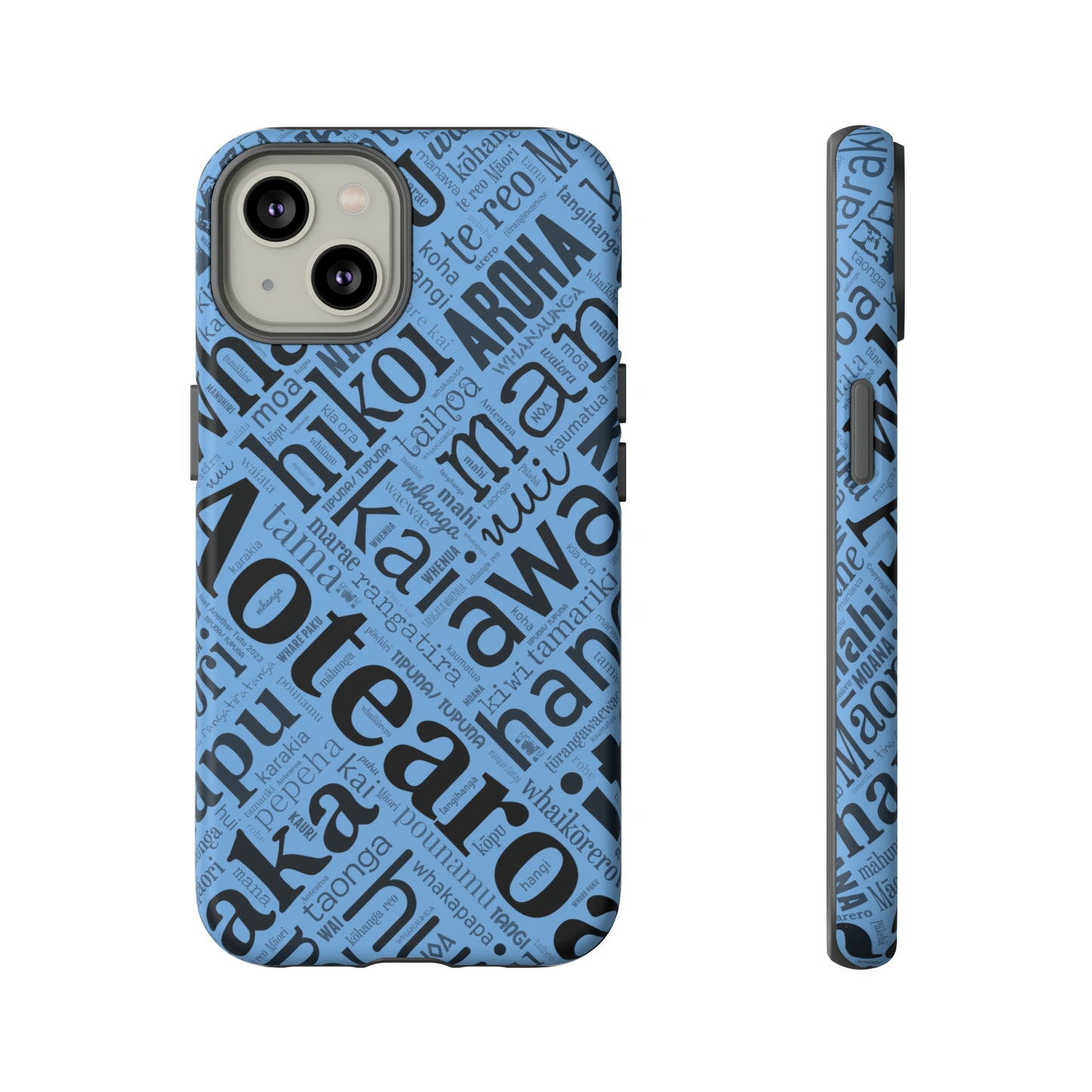 Light Blue Māori Word Art Tough Phone Case for iPhone