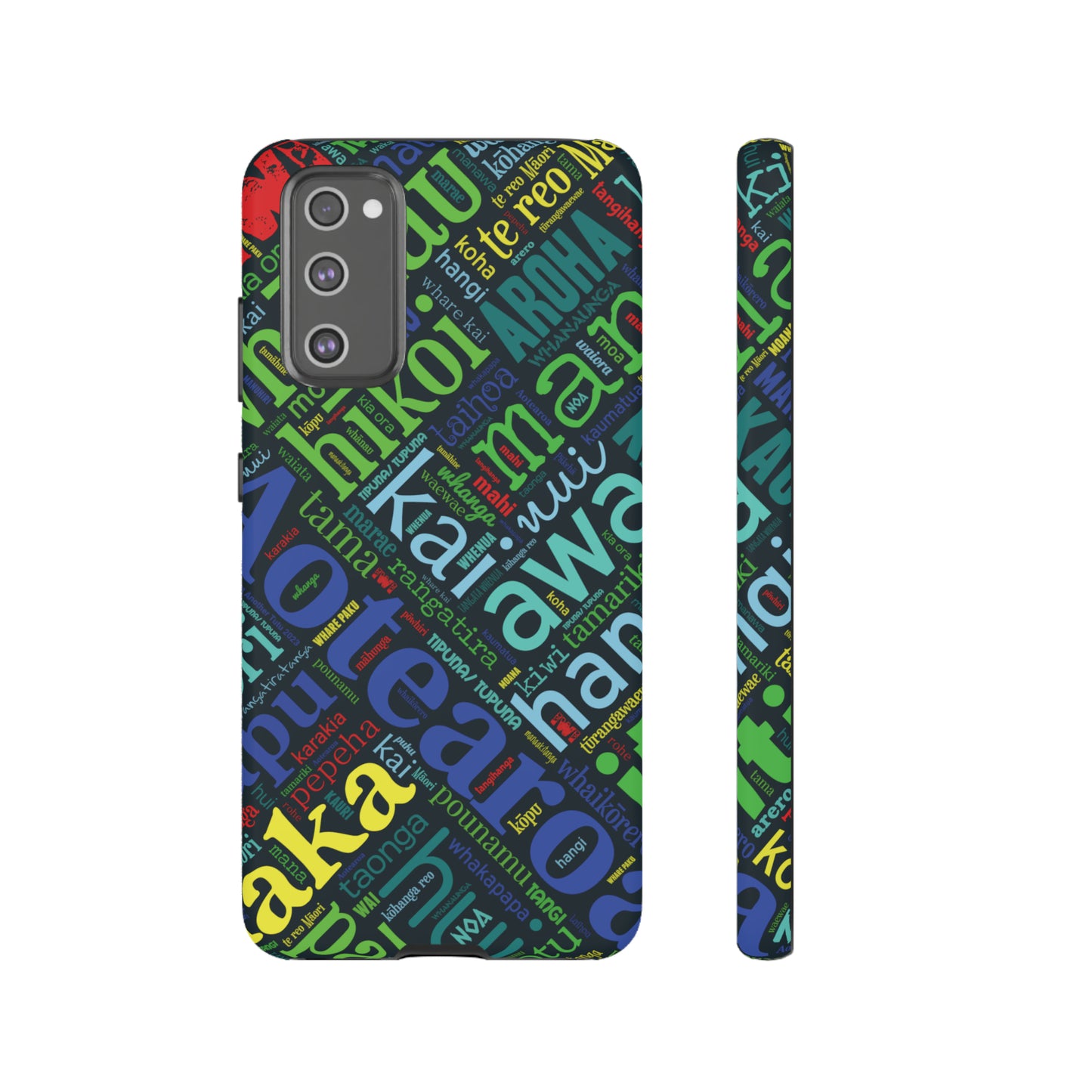 Rainbow Black Māori Word Art Tough Phone Case for Samsung