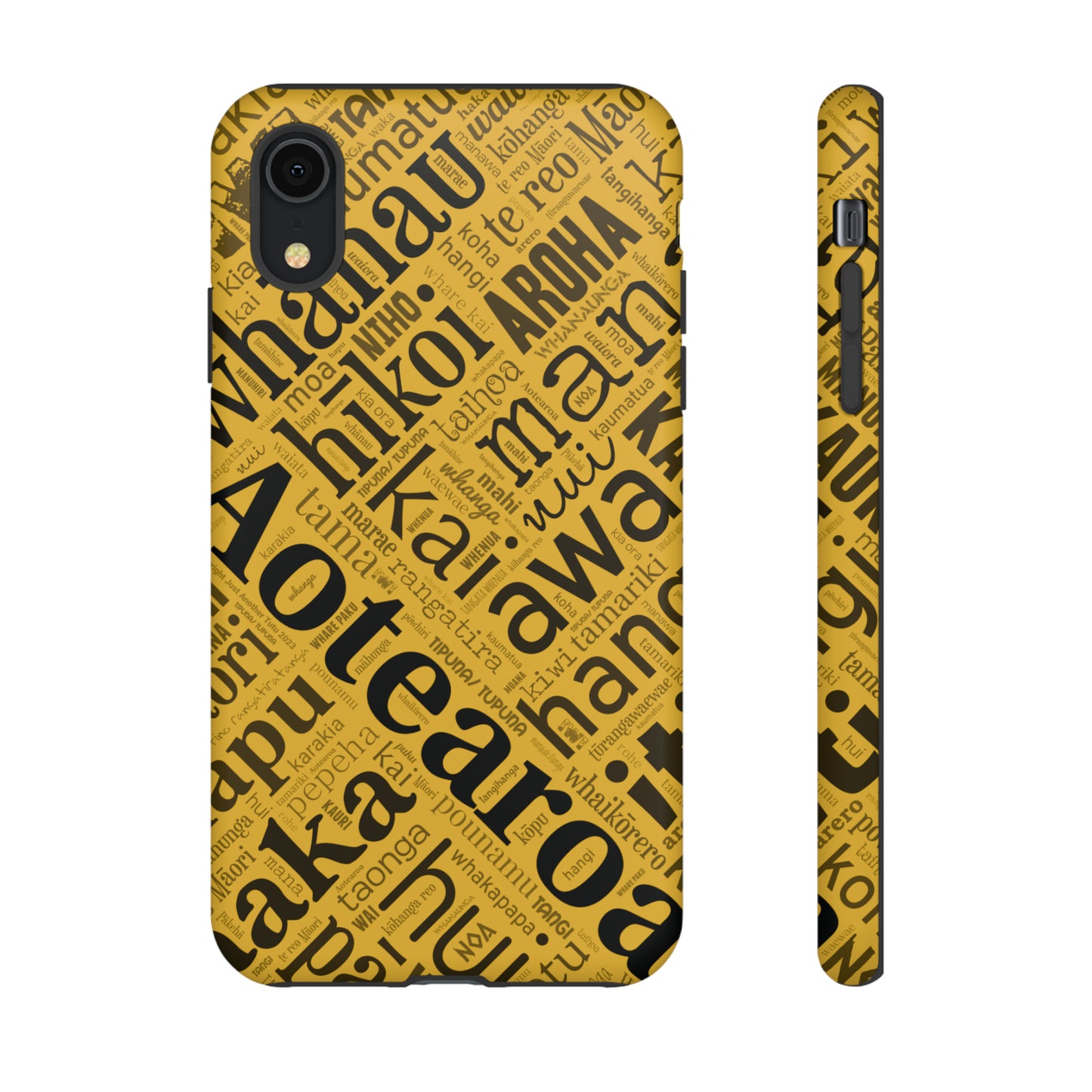 Yellow Māori Word Art Tough Phone Case for iPhone