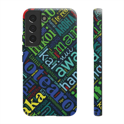 Rainbow Black Māori Word Art Tough Phone Case for Samsung