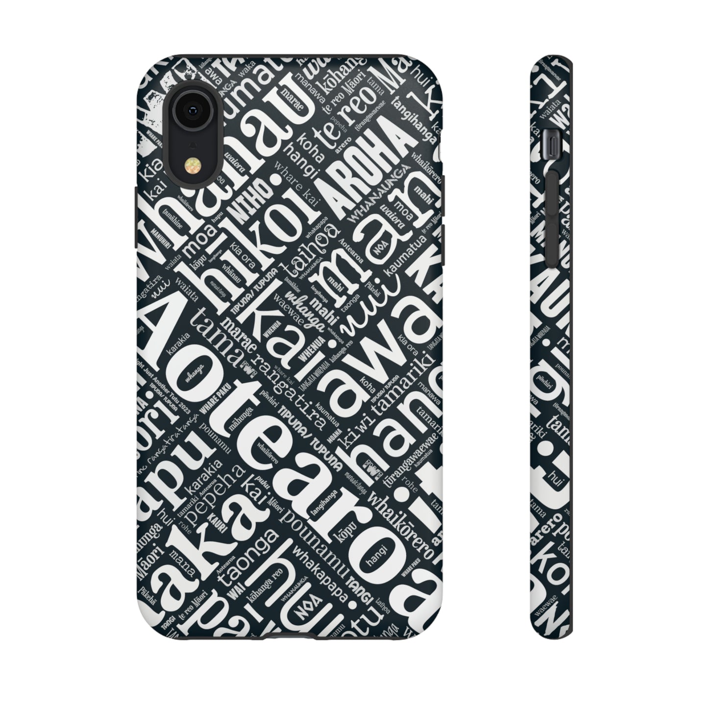 Black Māori Word Art Tough Phone Case for iPhone