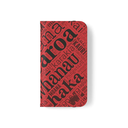 Red Māori Word Art Flip Cases