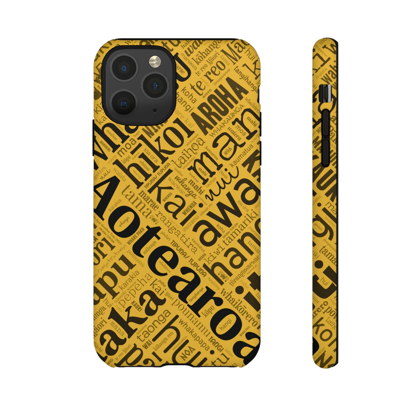 Yellow Māori Word Art Tough Phone Case for iPhone