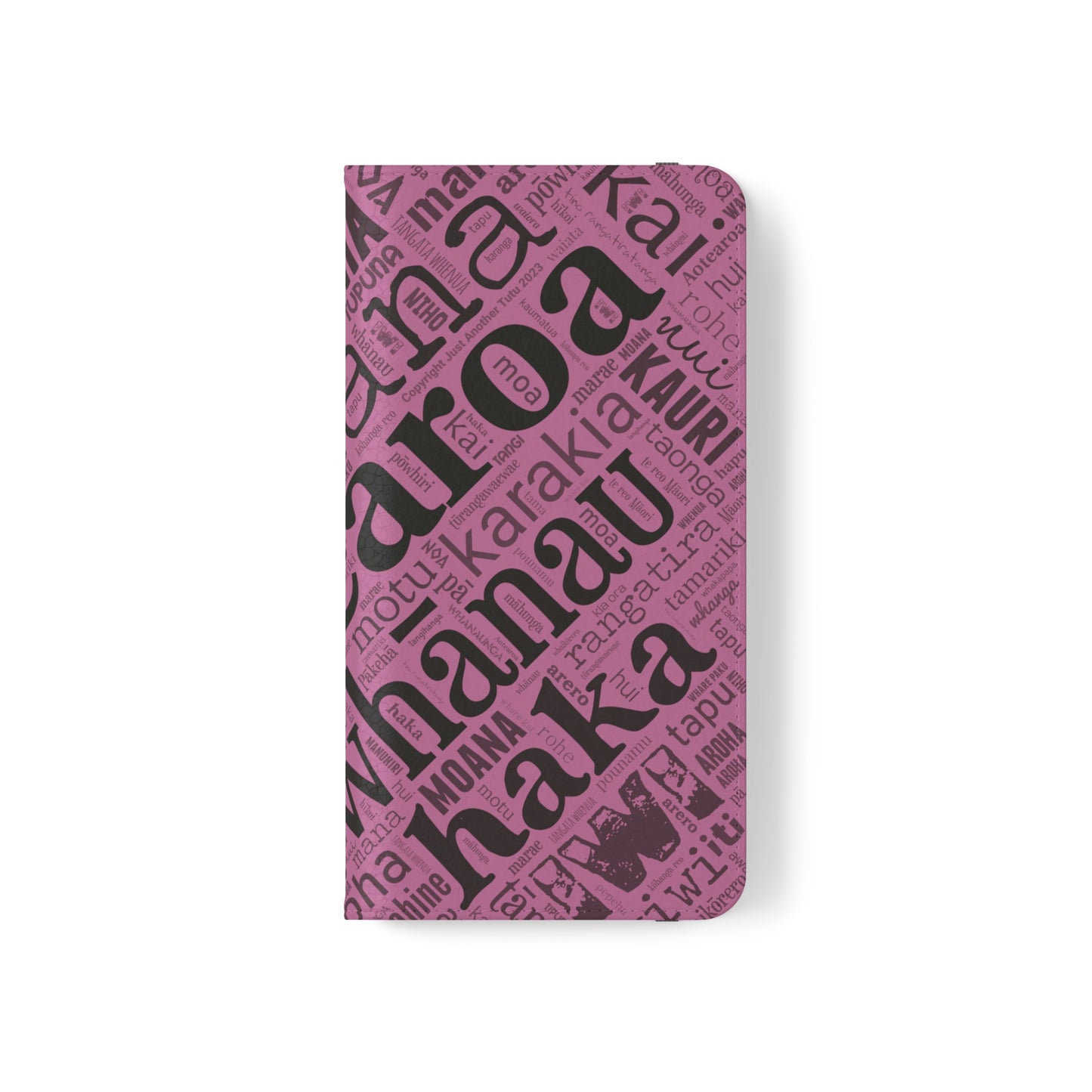 Pink Māori Word Art Flip Cases