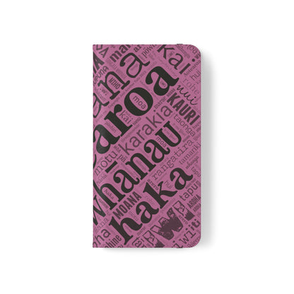 Pink Māori Word Art Flip Cases