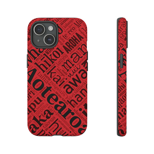 Red Māori Word Art Tough Phone Case for iPhone