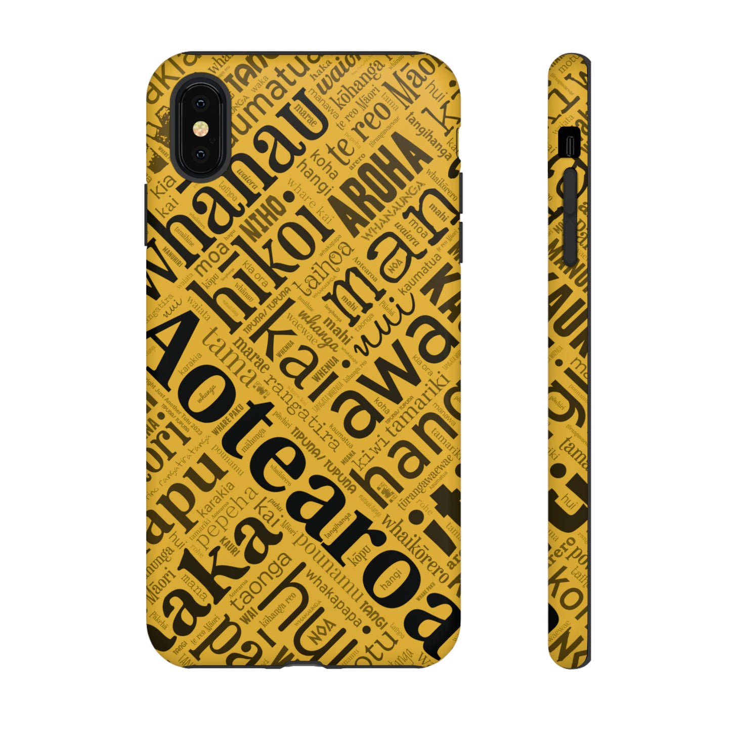 Yellow Māori Word Art Tough Phone Case for iPhone