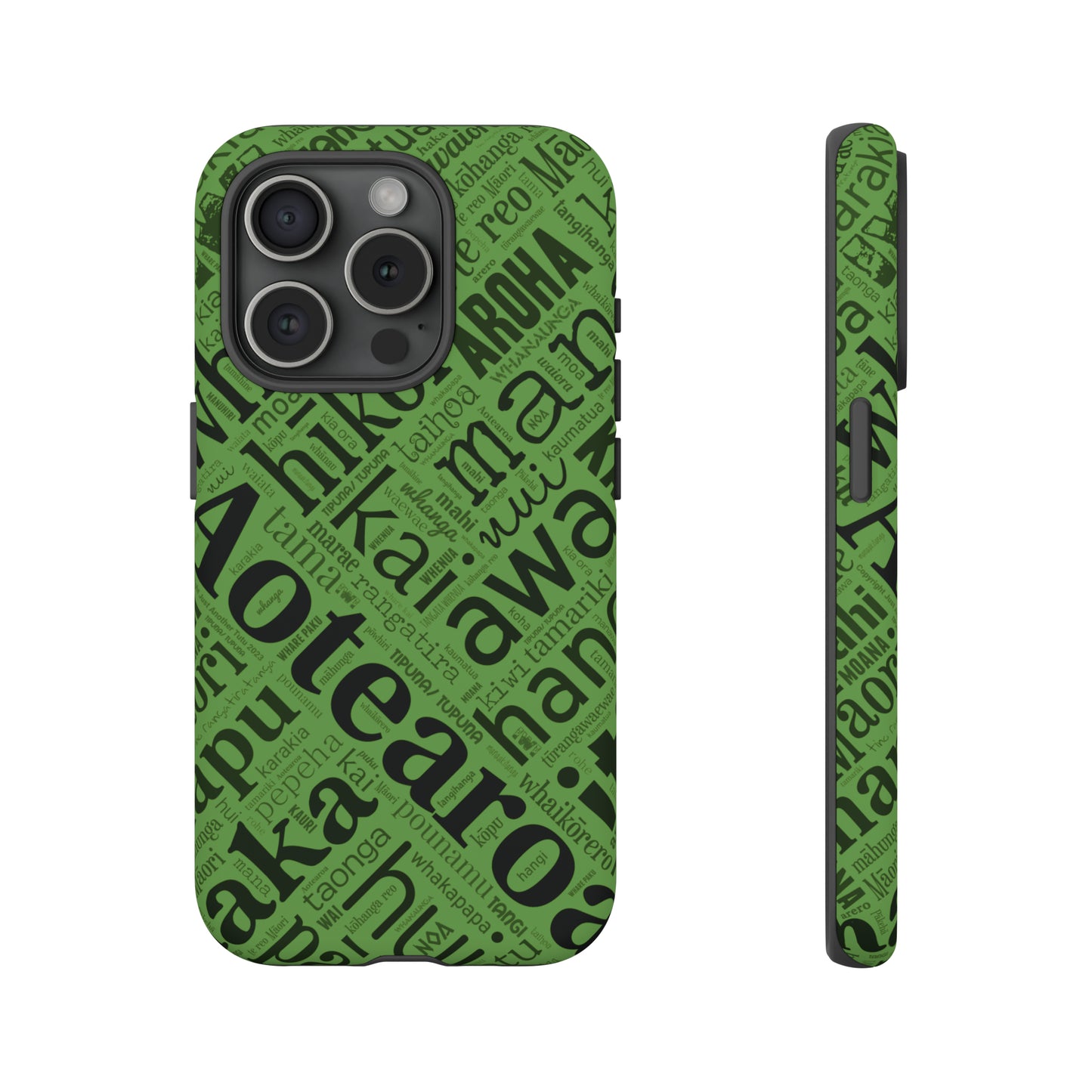 Green Māori Word Art Tough Phone Case for iPhone