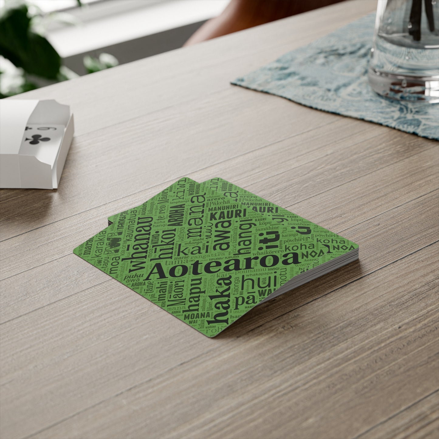 Green Māori Word Art Playing Cards