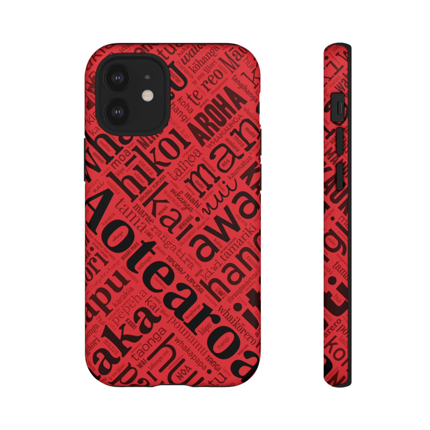 Red Māori Word Art Tough Phone Case for iPhone