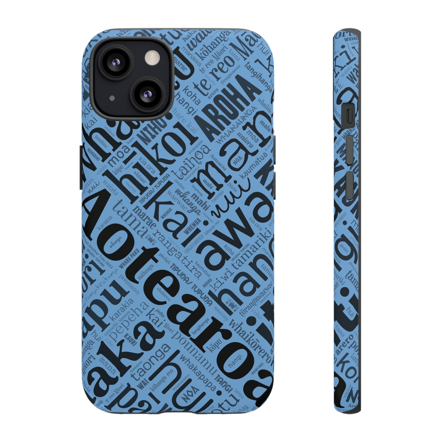 Light Blue Māori Word Art Tough Phone Case for iPhone