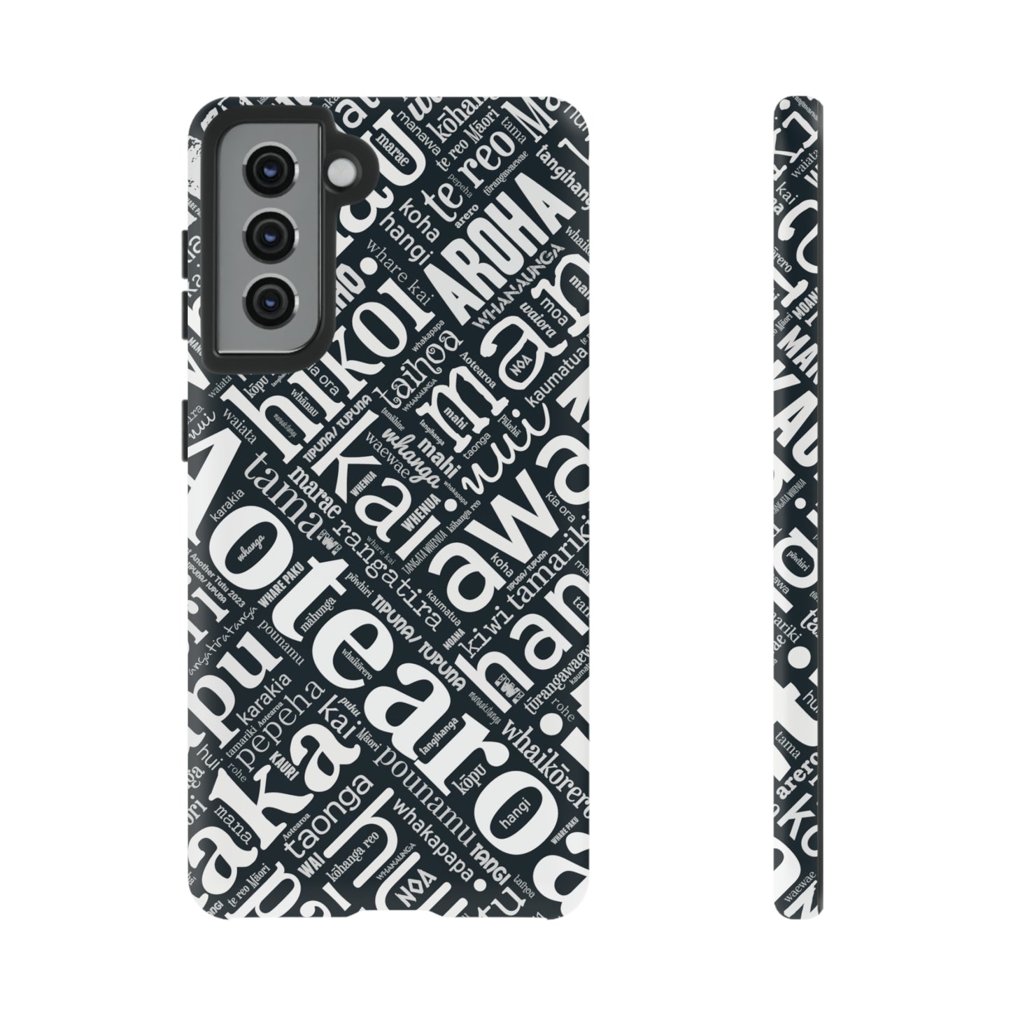 Black Māori Word Art Tough Phone Case for Samsung