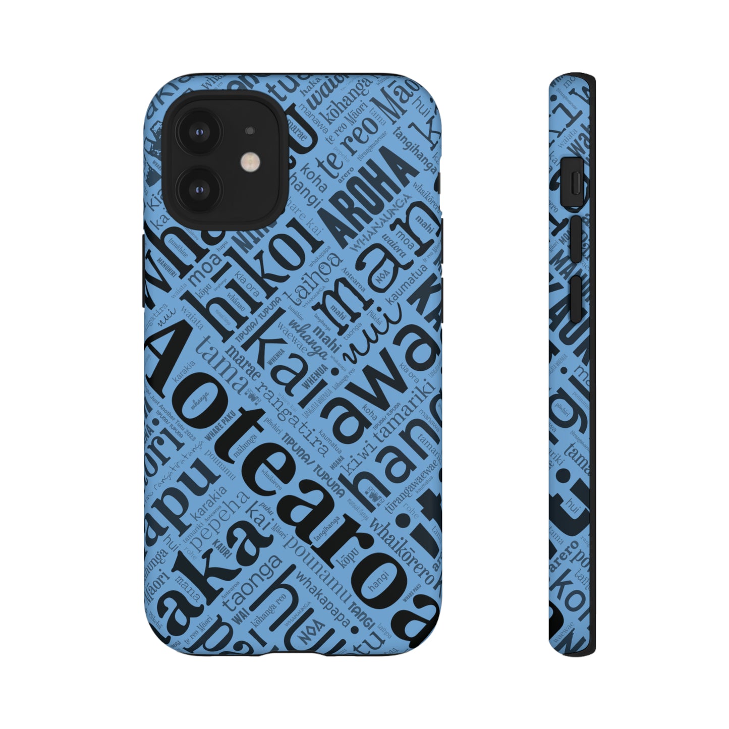 Light Blue Māori Word Art Tough Phone Case for iPhone