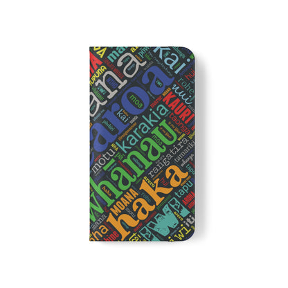 Rainbow Black Māori Word Art Flip Cases