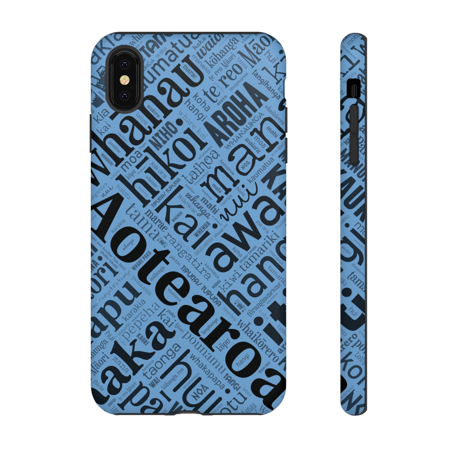 Light Blue Māori Word Art Tough Phone Case for iPhone