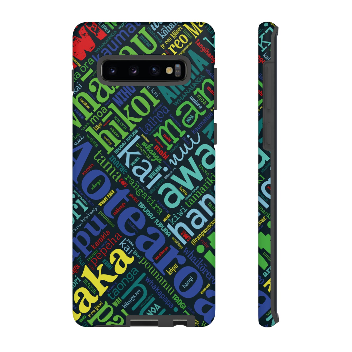 Rainbow Black Māori Word Art Tough Phone Case for Samsung