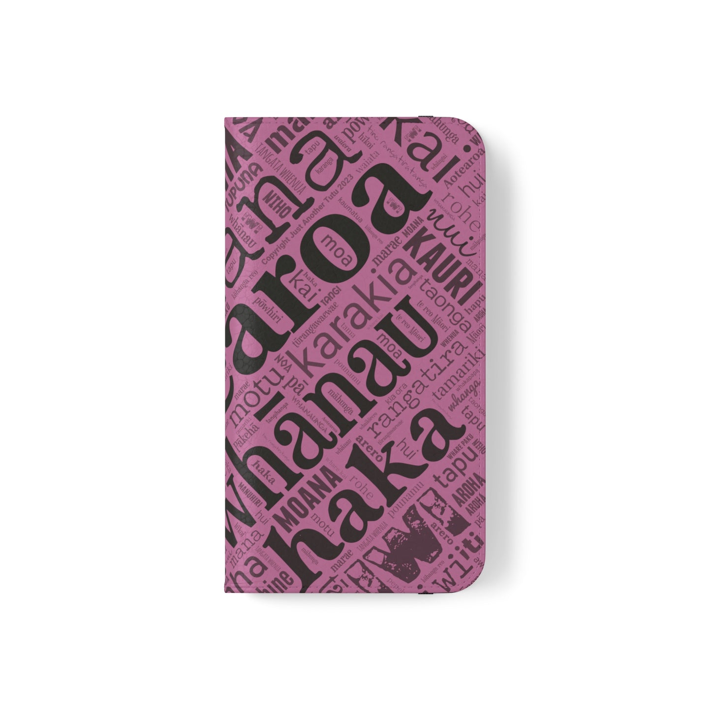 Pink Māori Word Art Flip Cases