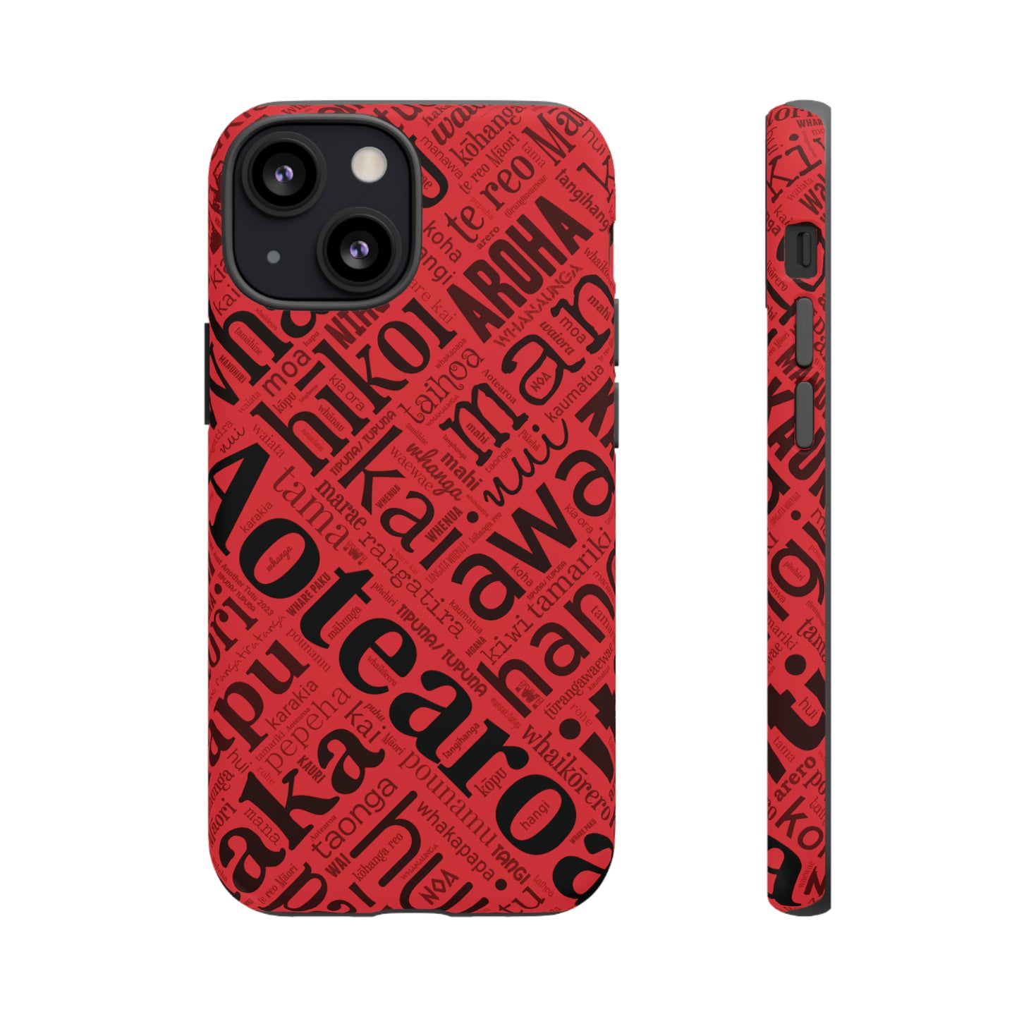 Red Māori Word Art Tough Phone Case for iPhone