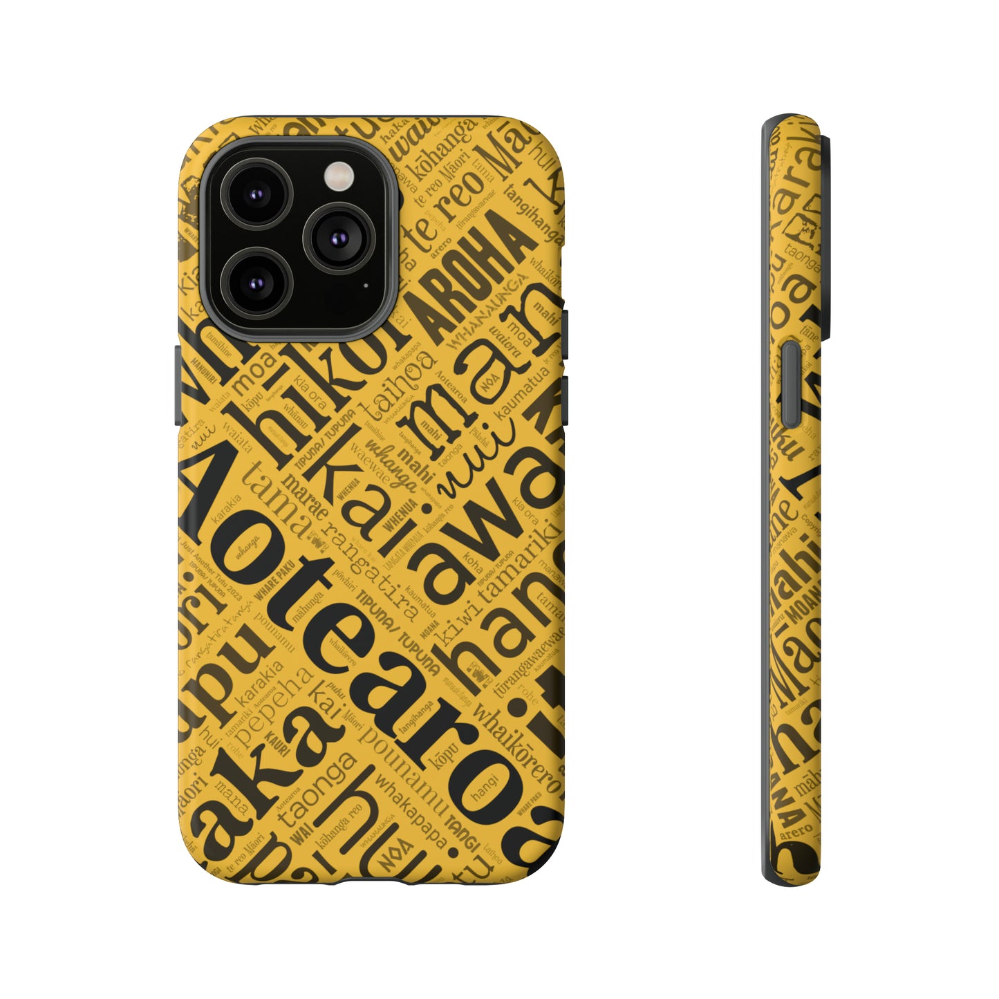 Yellow Māori Word Art Tough Phone Case for iPhone