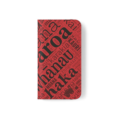 Red Māori Word Art Flip Cases