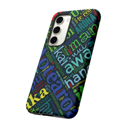 Rainbow Black Māori Word Art Tough Phone Case for Samsung