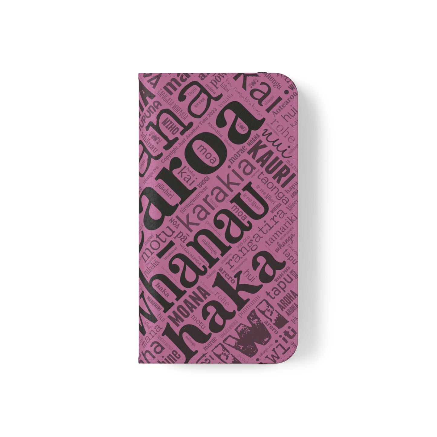 Pink Māori Word Art Flip Cases