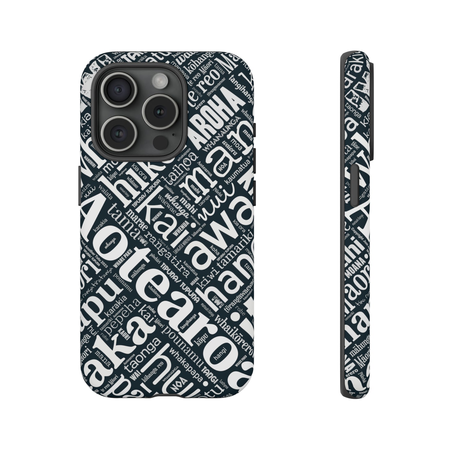 Black Māori Word Art Tough Phone Case for iPhone