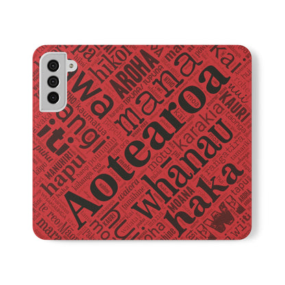 Red Māori Word Art Flip Cases