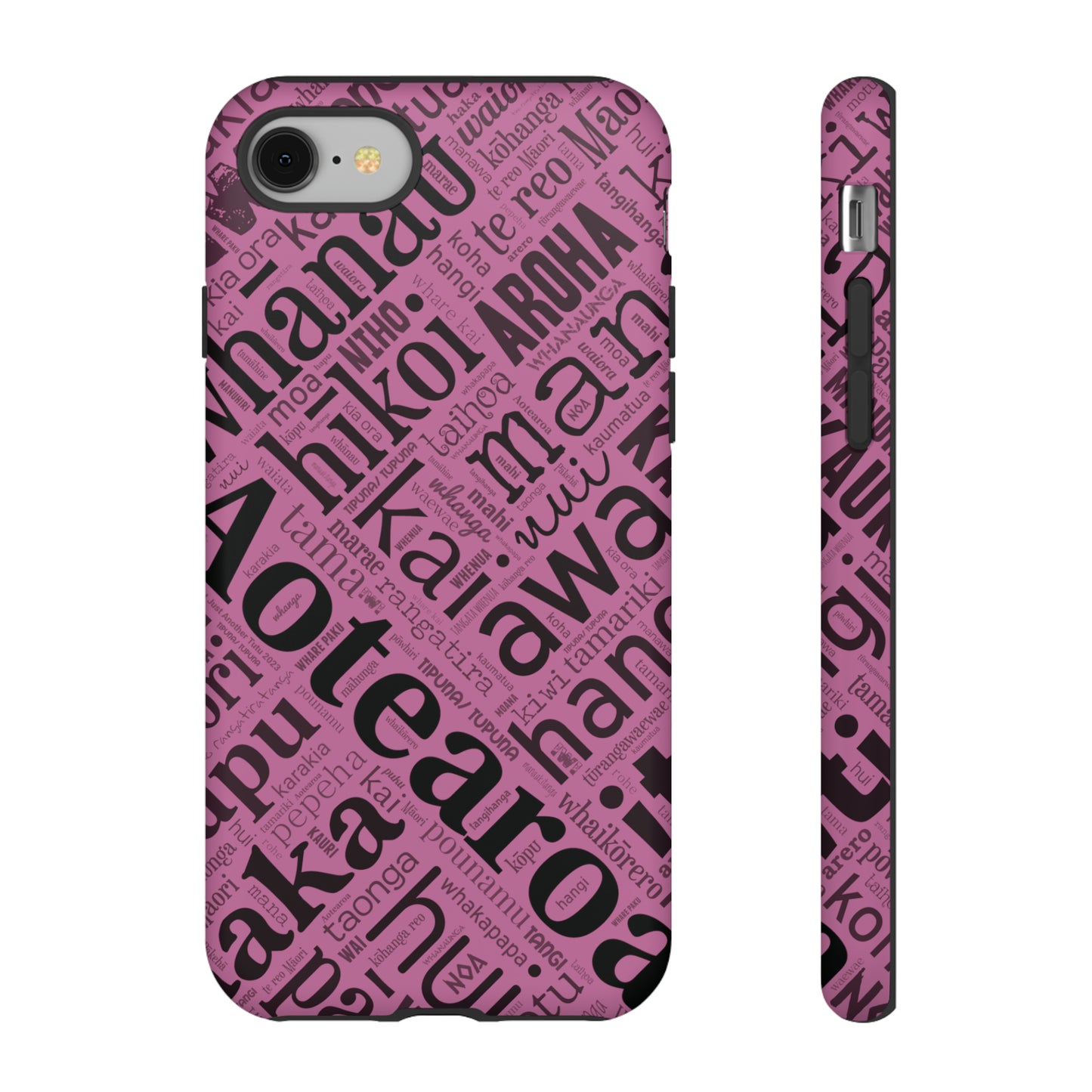 Pink Māori Word Art Tough Phone Case for iPhone