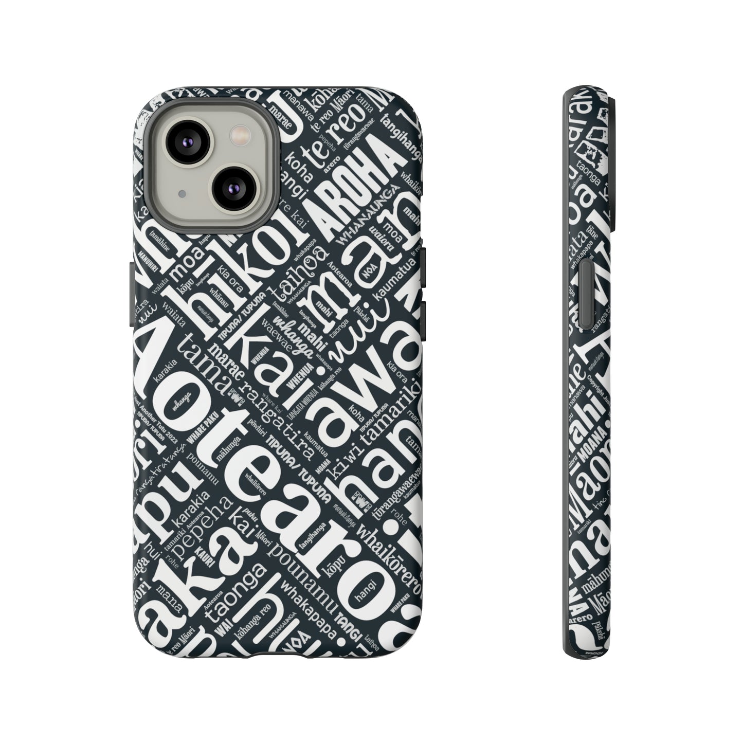 Black Māori Word Art Tough Phone Case for iPhone