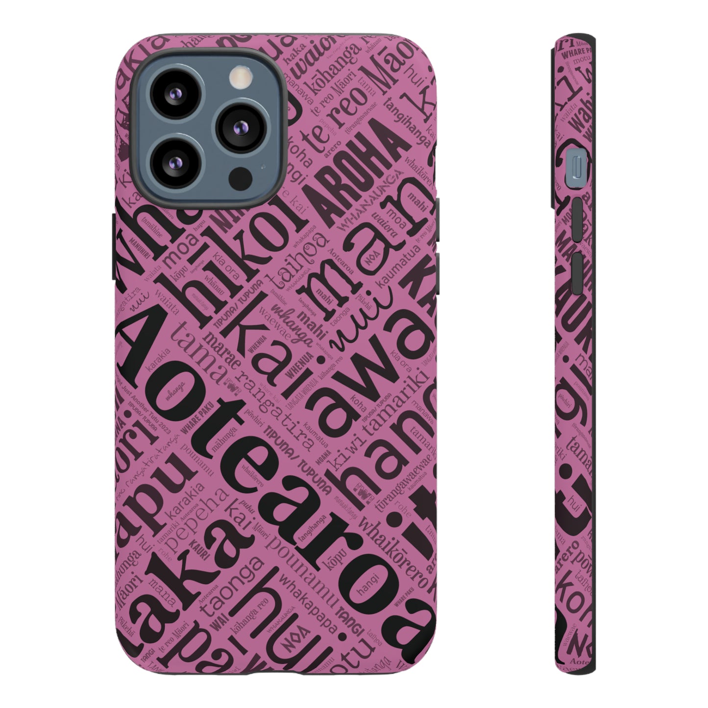 Pink Māori Word Art Tough Phone Case for iPhone