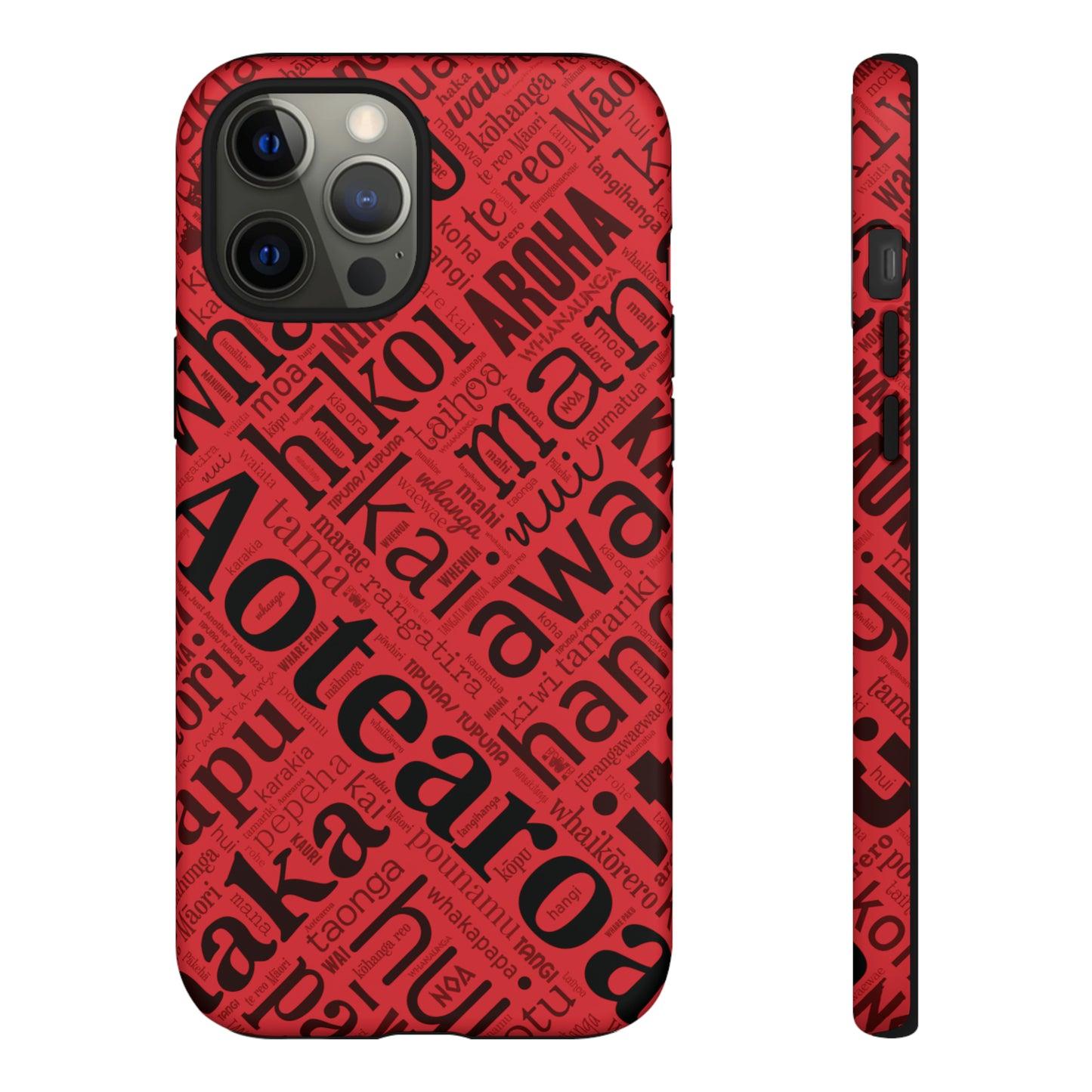 Red Māori Word Art Tough Phone Case for iPhone