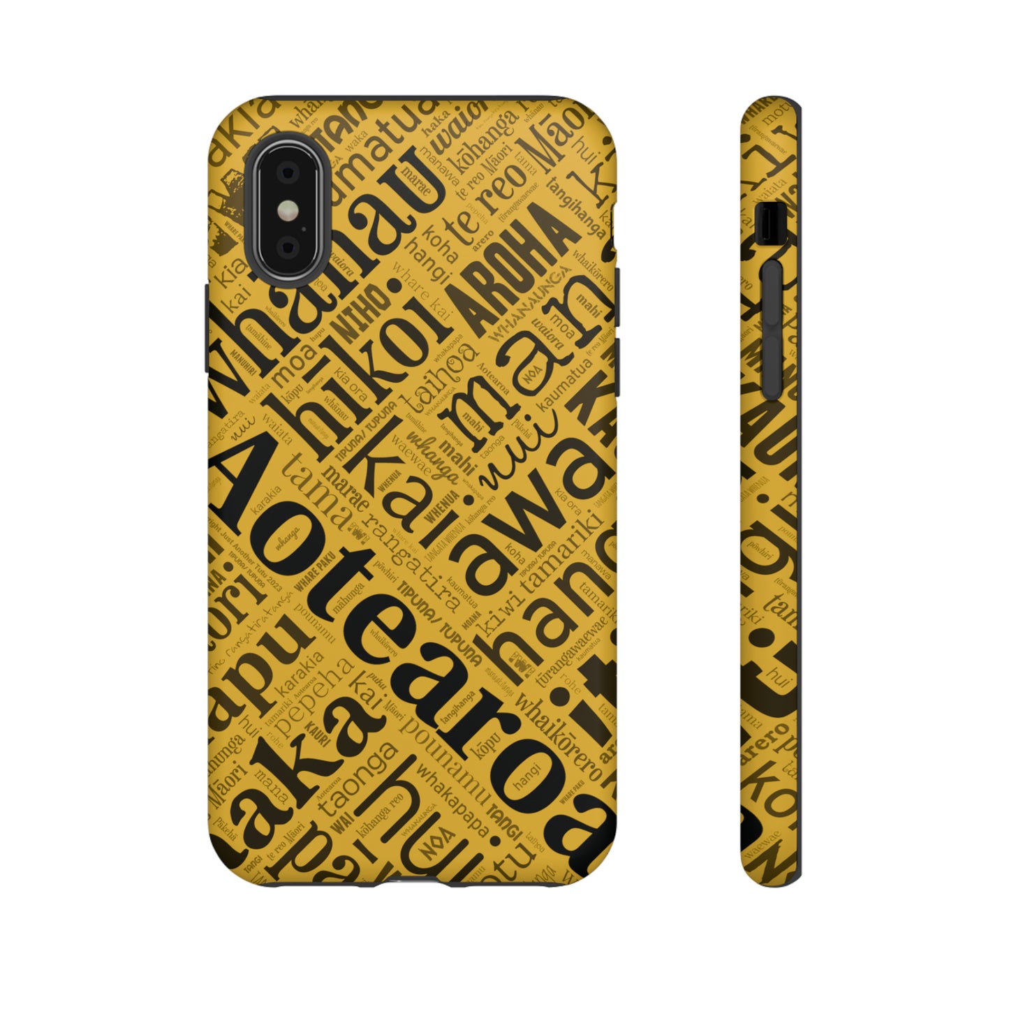 Yellow Māori Word Art Tough Phone Case for iPhone