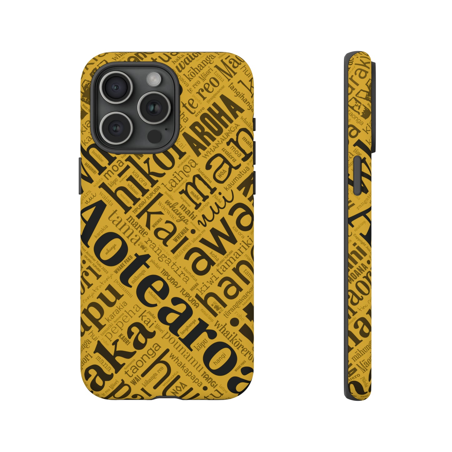 Yellow Māori Word Art Tough Phone Case for iPhone