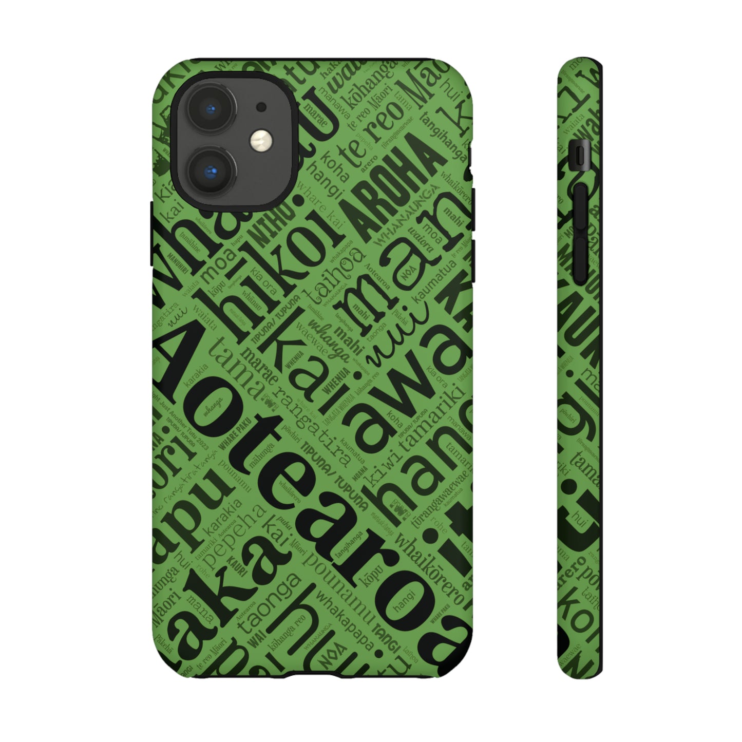 Green Māori Word Art Tough Phone Case for iPhone