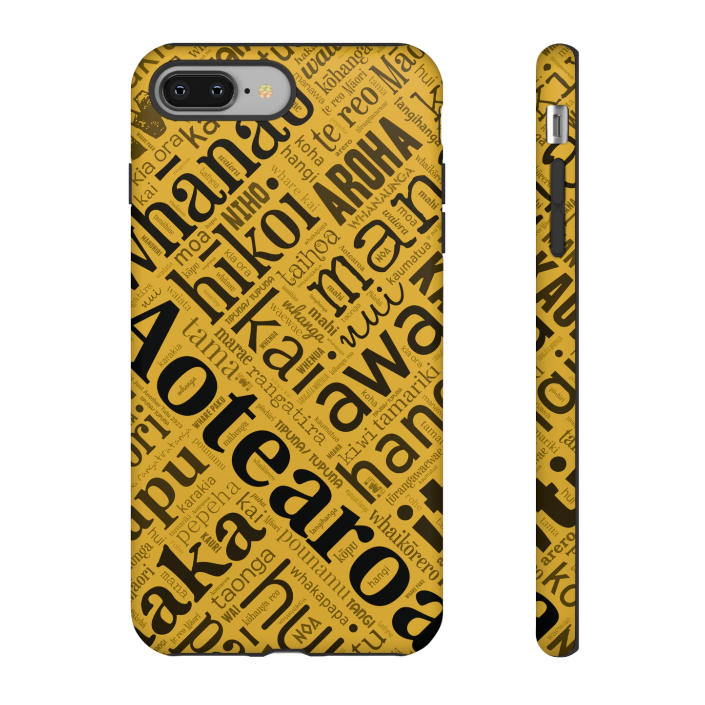 Yellow Māori Word Art Tough Phone Case for iPhone