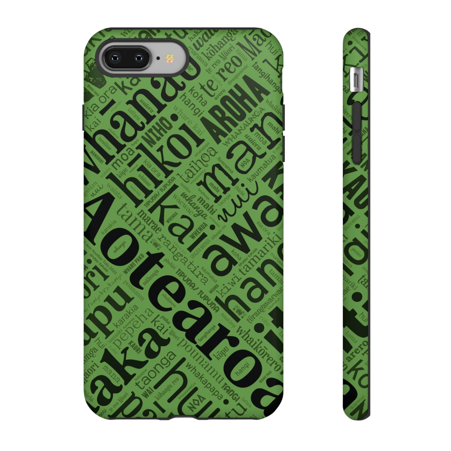 Green Māori Word Art Tough Phone Case for iPhone