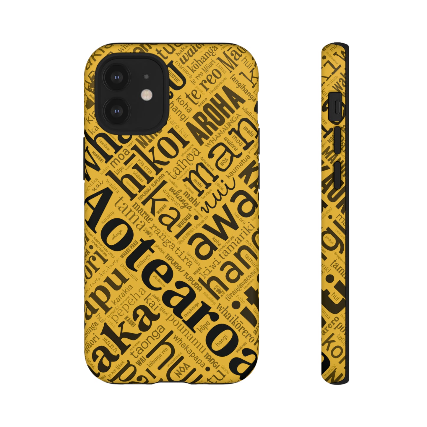 Yellow Māori Word Art Tough Phone Case for iPhone